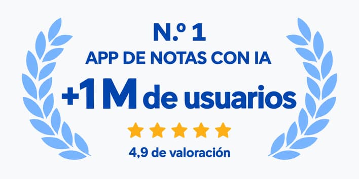 App de notas con IA n.º 1 - más de 1 M de usuarios, valorada con 4.9